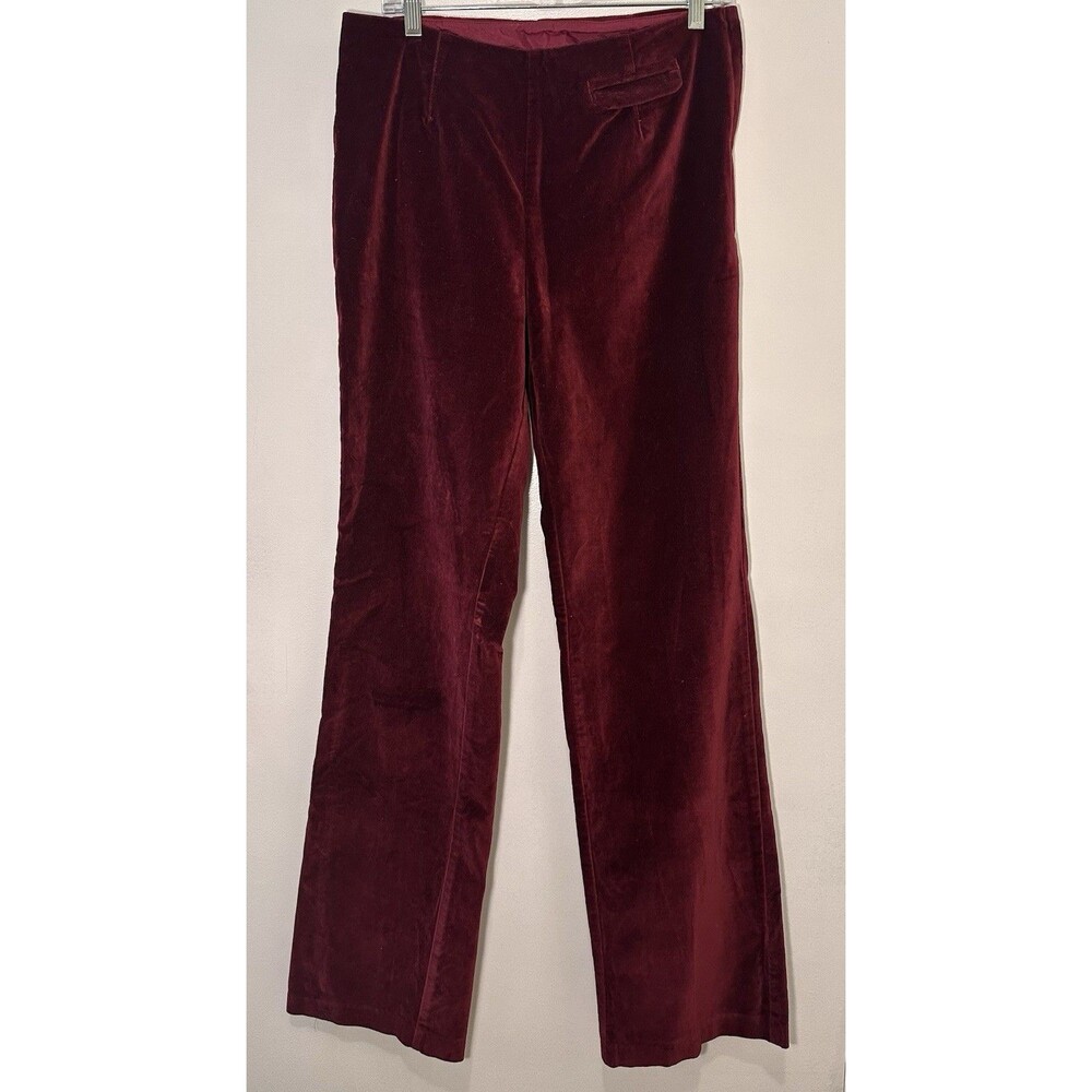 Newport News Velvet Straight-Leg Pants - Wine
